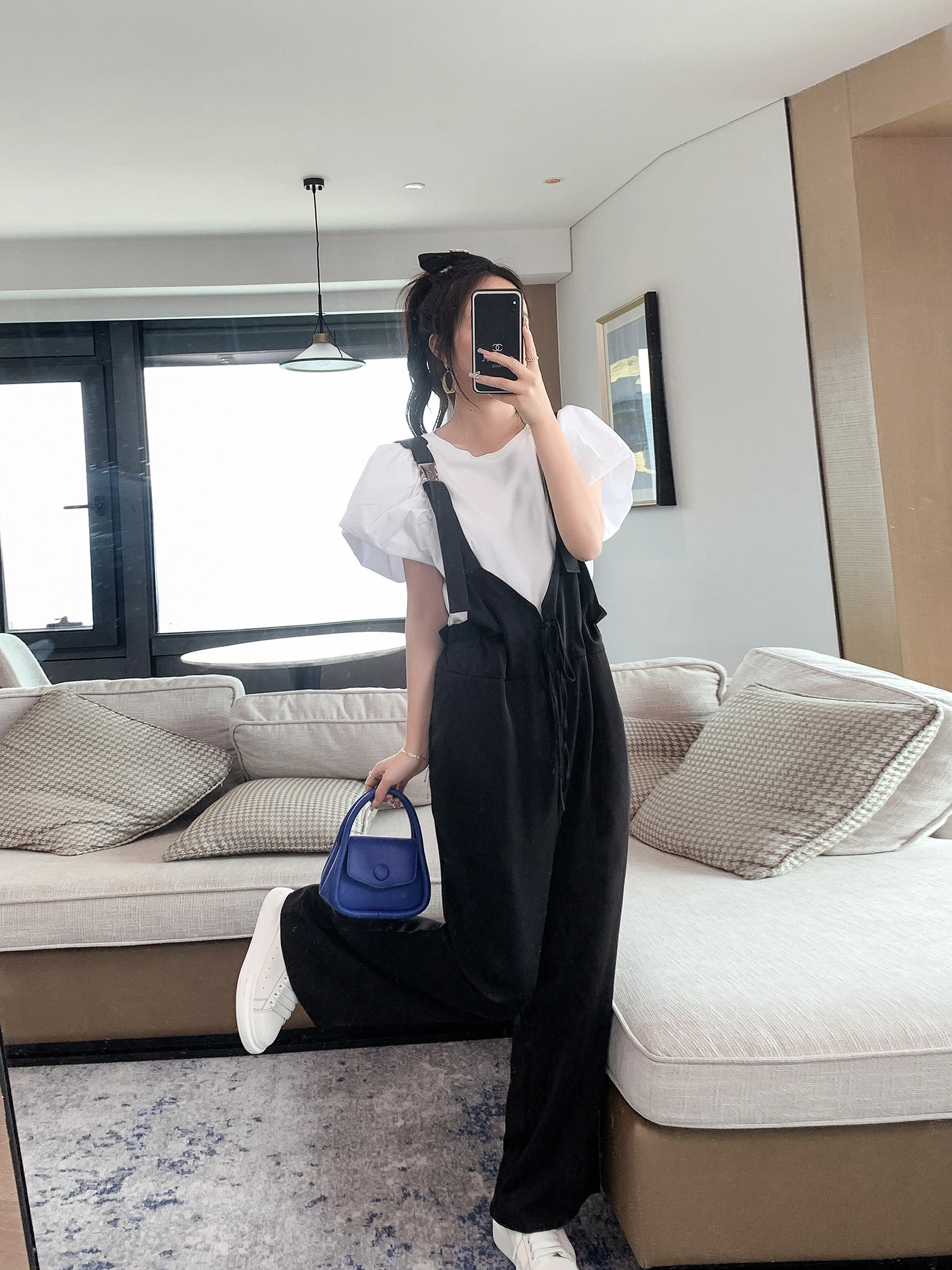 

Женский комбинезон Hua Arm Long Small Scene Home из 100% ацетата, свободный крой, широкие штанины, повседневный стиль, с эффектом драпировки