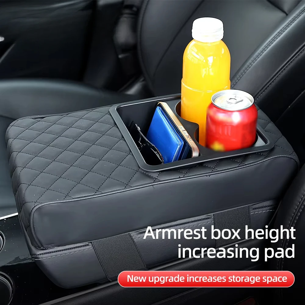 Auto Center Console Armrest Pillow Arm Rest Cover Memory Foam Car Armrest Cushion with Cup Holder Armrest Booster Cushion Univer