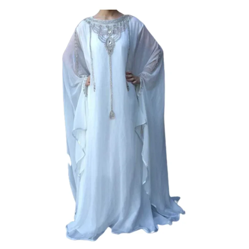 

White Moroccan Dubai Long Shirt Farasha Robe Dress Is Very Fancy Long Dresses In European and American Fashion Trends