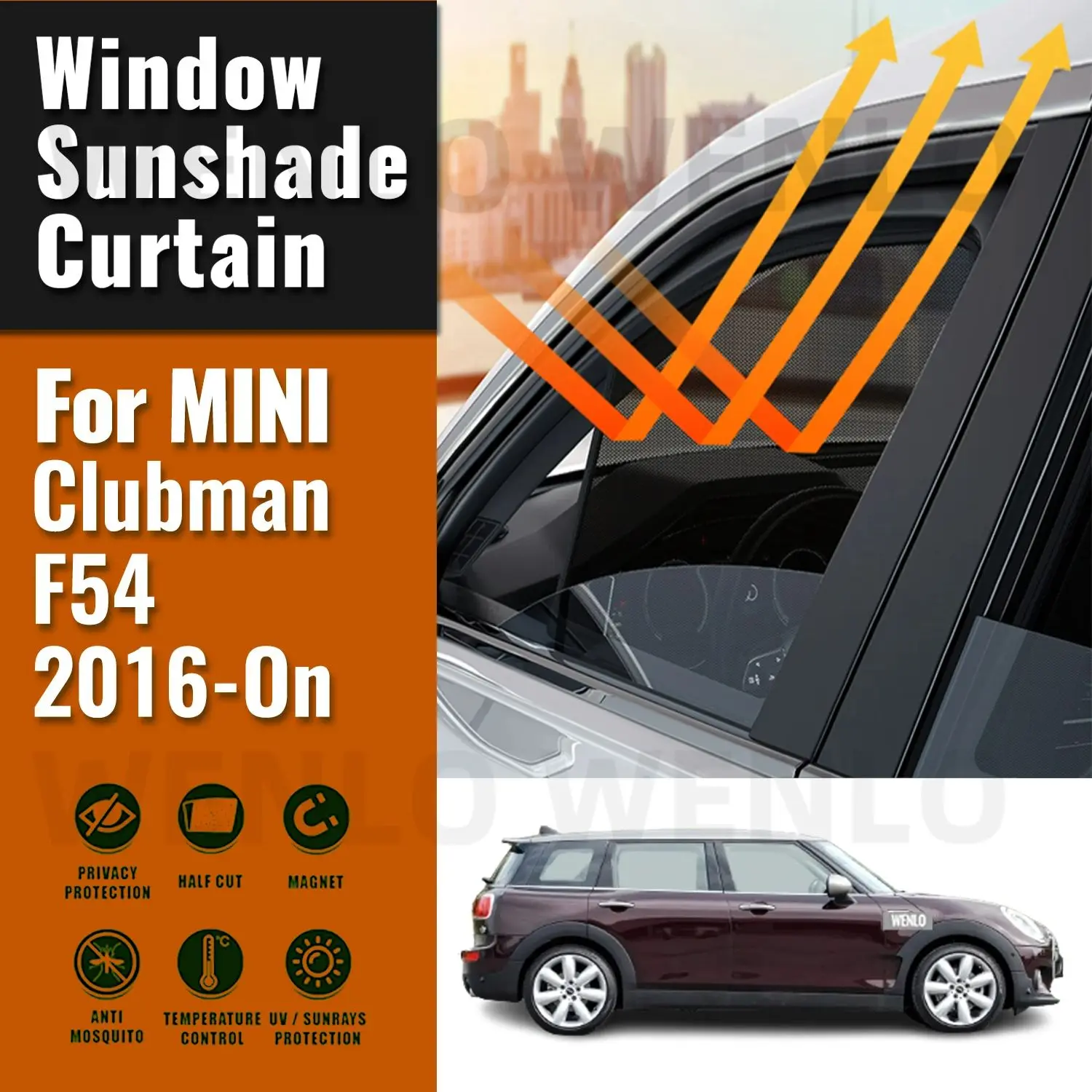 

For MINI Clubman F54 2016-2023 2024 Front Windshield Frame Curtain Magnetic Car Sunshade Shield Rear Side Window Sun Shade Visor