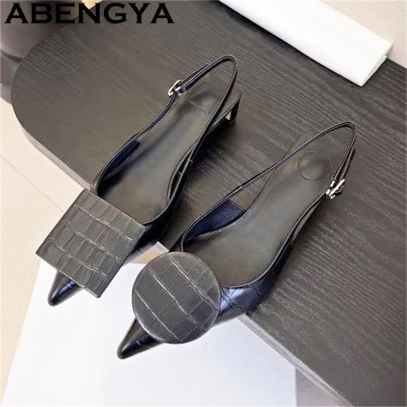 Square Round Asymmetric Patch Pointy Toe Sandals Women Mid Heels Gladiator Sandals Woman's Summer Fashion Week Party Shoes Mujer
