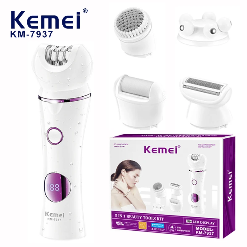 KEMEI Electric Razor for 5 in 1 Womens Shaver Facial Hair Trimmer for Nose Eyebrow-Body Hair Remover Bikini Legs Foot grinder