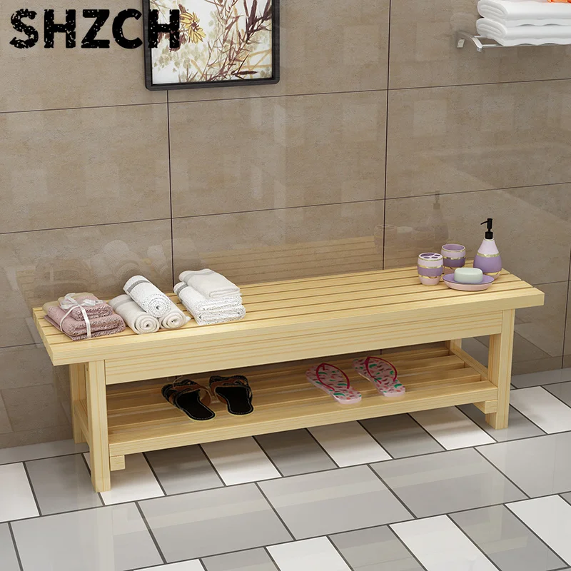Bancos de madera maciza: asientos de almacenamiento impermeables para gimnasio, spa, sillas plegables comerciales con cojín, mue