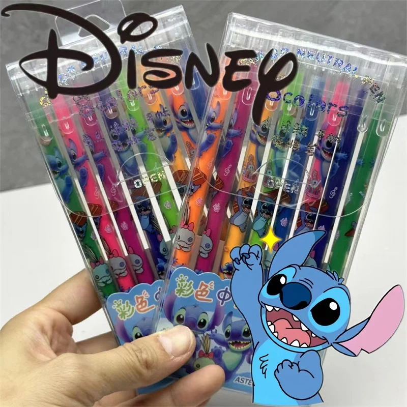 8 Colors Disney Cartoon Lilo & Stitch Gel Pen Anime Color Painting Graffiti Pen Marker Pens Student Stationery for Children