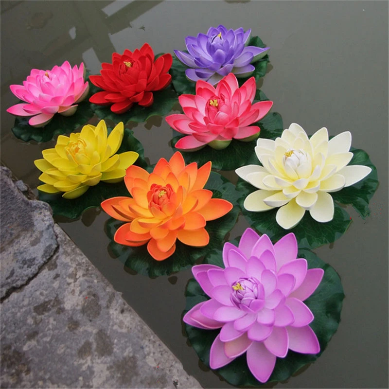 1Pc 18cm/28cm Artificial EVA Lotus Flower Water Lily Fish Tank Decor Home Outdoors Garden Fake Plant