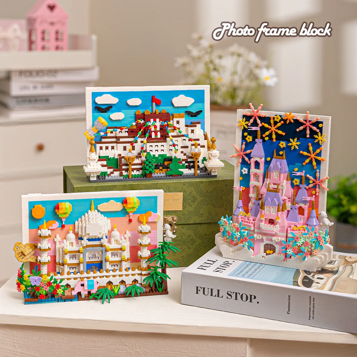 

Mini Blocks World Architecture Pink Castle 3D DIY Decoration Goods Beautiful Taj Mahal Brinquedos for Girl Toy Kids Gift