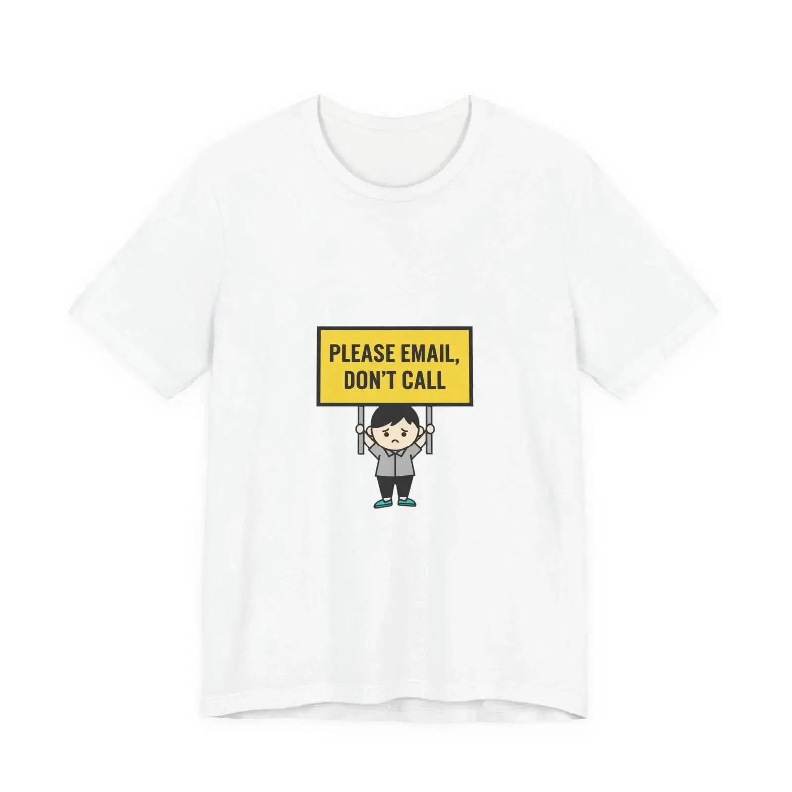 Please Email Don't Call T shirt tiny character sign minimal protest art vintage Washed Casual streetwear Unisex Breathable