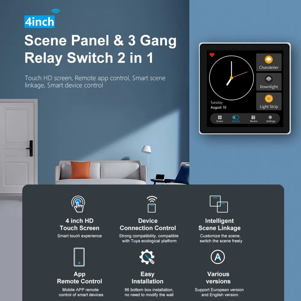 Best selling quality smart switch smart home panel with 4-way relay switch function