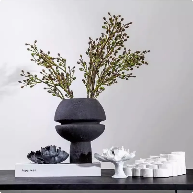 Modern light luxury vase flower ornaments, North Wabi Sanfeng sales office, model room, hotel entrance flower arrangement soft
