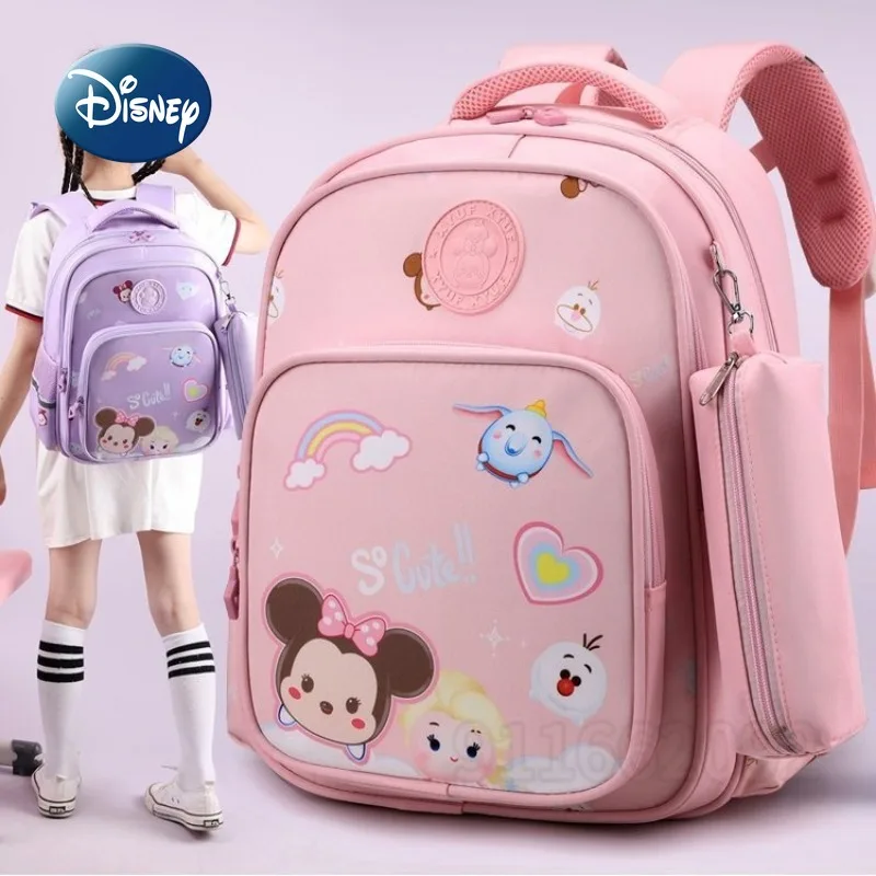 Disney Cartoon Minnie School Bag, mochila feminina, de alta qualidade, grande capacidade, casual, tendência da moda, novo