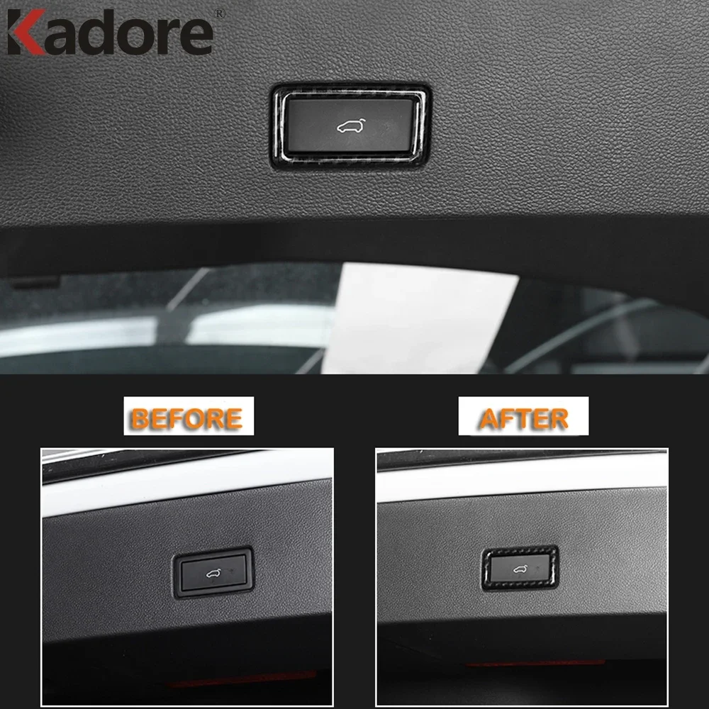 For Volkswagen VW T-ROC TROC 2017-2022 2023 2024 Carbon Fiber Rear Trunk Switch Control Button Cover Trim Car Inner Accessories