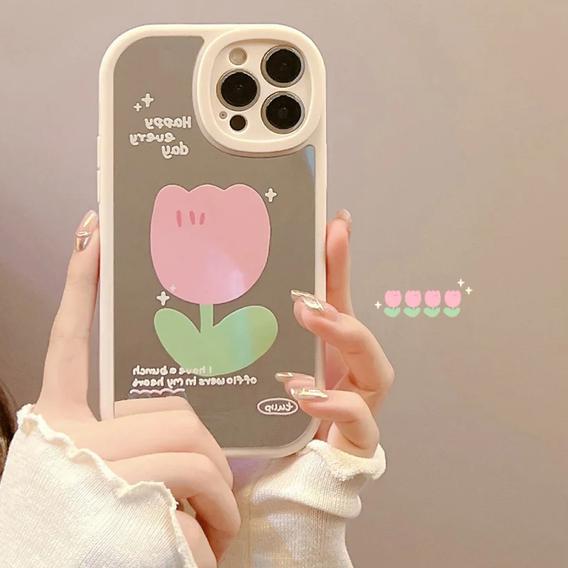 

Flower Mirroriphone15promaxMobile phone shell for iphone16Soft ShellXRCosmetic Mirror11Applicable8pDelivery14
