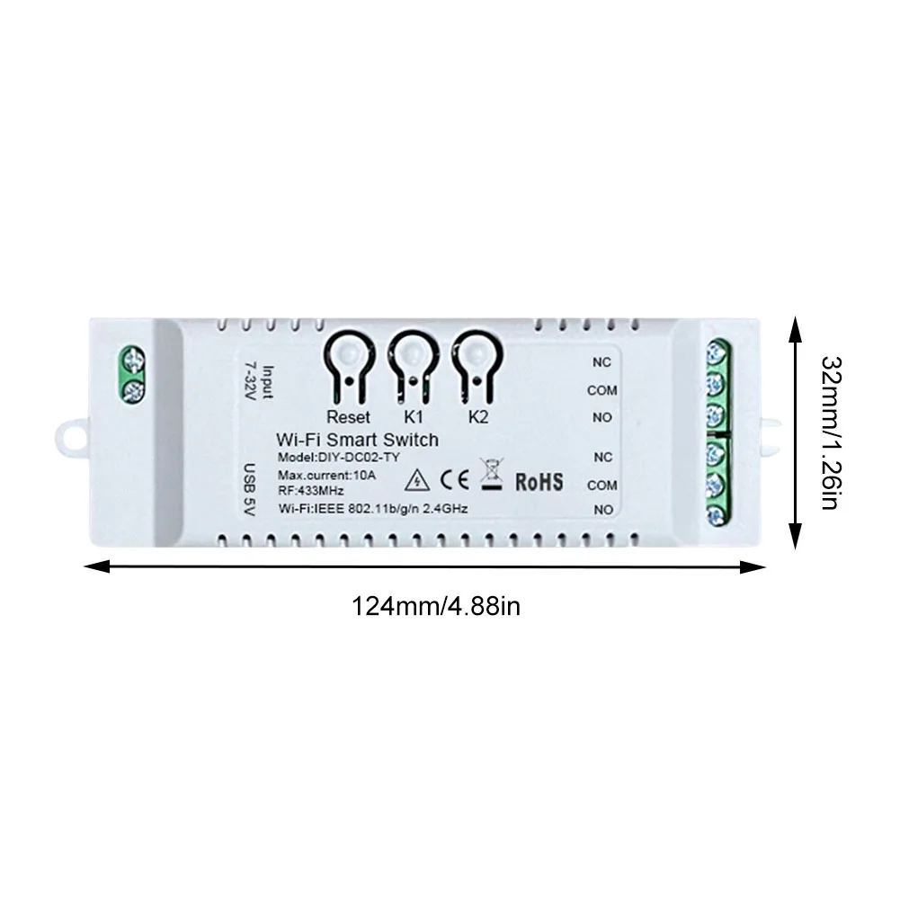 7-32V/85-265V WIFI  elay Switch Module Smart Life APP Smart Remote Control Switch Work with Alexa Google Home 2CH RF 433MHZ
