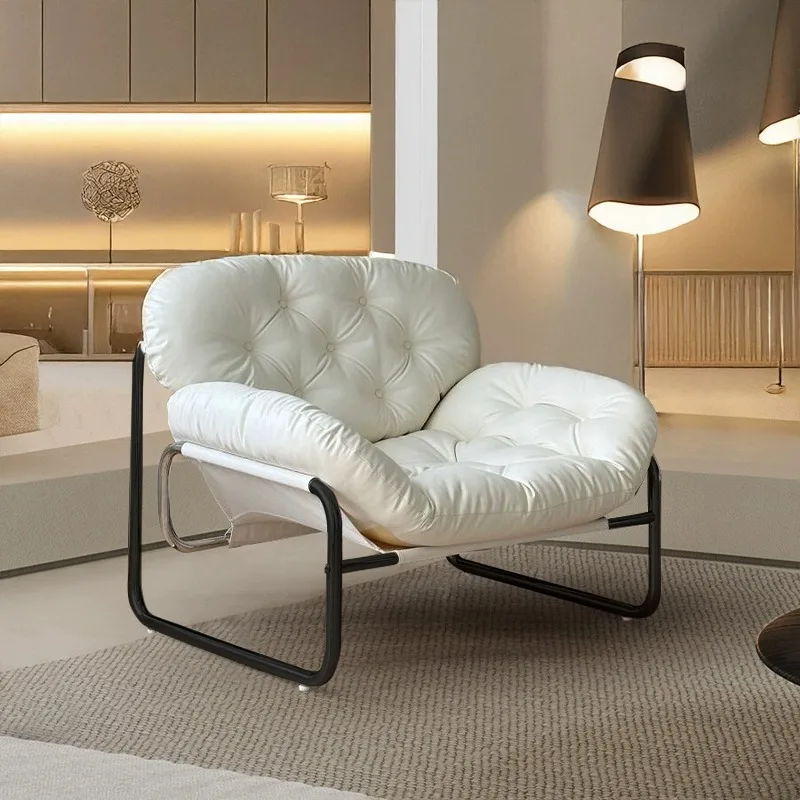 

Single sofa chair Nordic style living room balcony lazy sofa antique solid color leisure chair lunch break wrought iron sofa