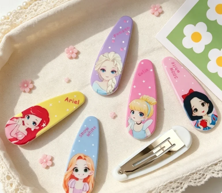 Disney Princess Series Children's Hair Clips, Elsa And Snow White BB Clips, Cartoon Hair Accessories, Cute Little Grab Clips