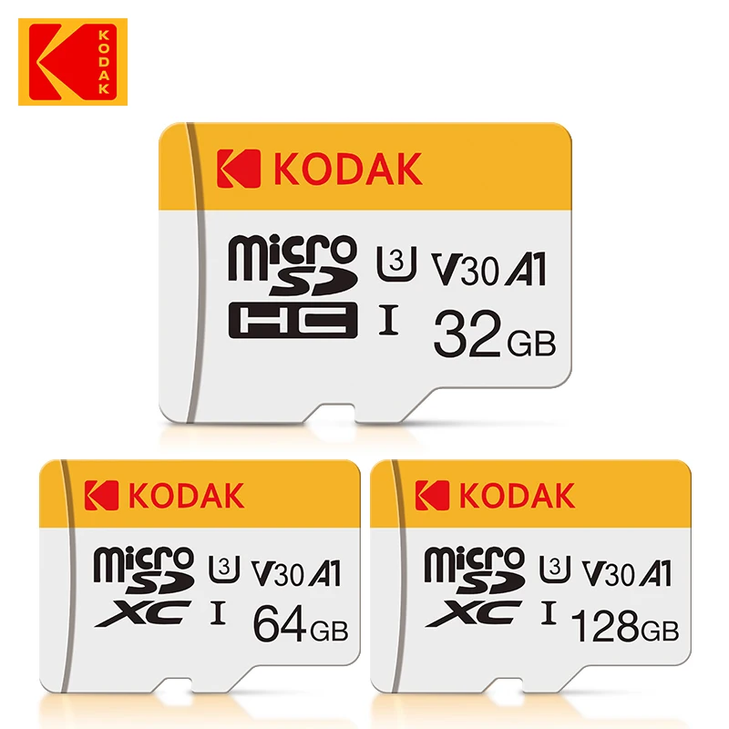 Kodak Micro SD การ์ด64GB 32GB คลาส10แฟลชการ์ดความจำ128GB 256GB Mini TF สูงถึง98เมกะไบต์/วินาทีสำหรับกล้องสมาร์ทโฟน