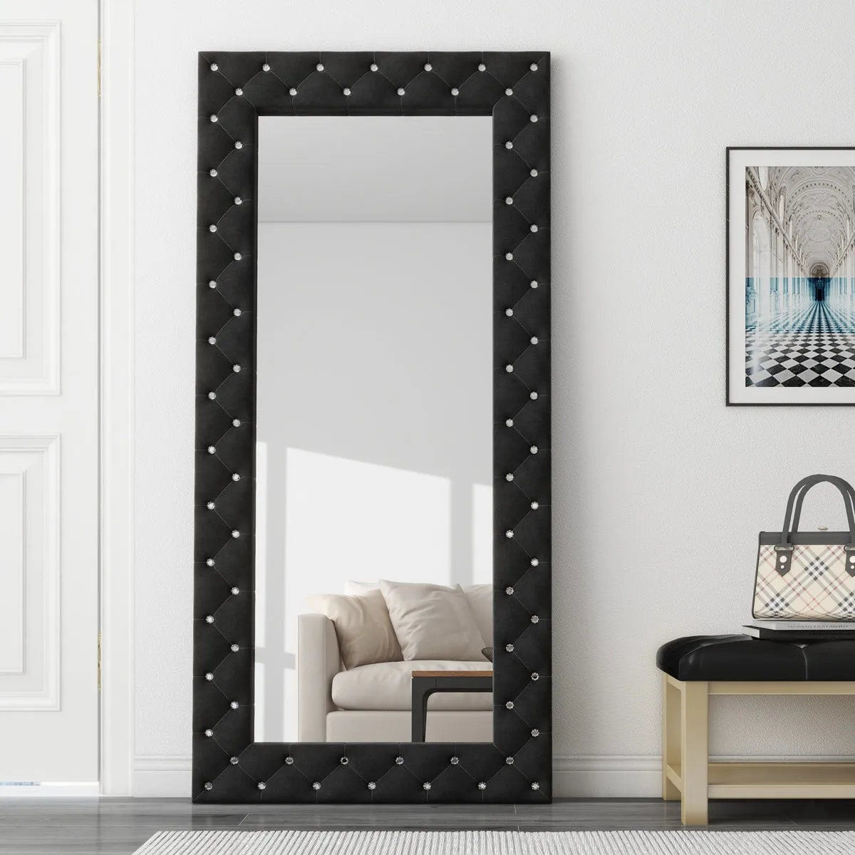 SHYFOY Black Rectangle Crystal Tufted 71