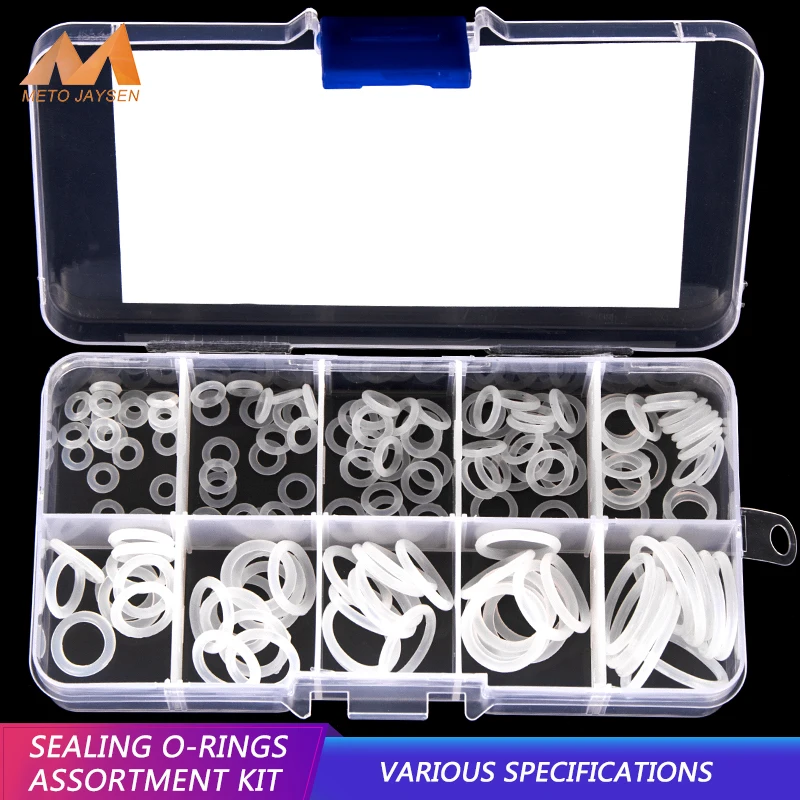 

150PCS/box PCP VMQ White Silicone Sealing O-rings Gasket Replacements Kit OD 6mm-20mm CS 1mm 1.5mm 1.9mm 2.4mm 10 Small Sizes