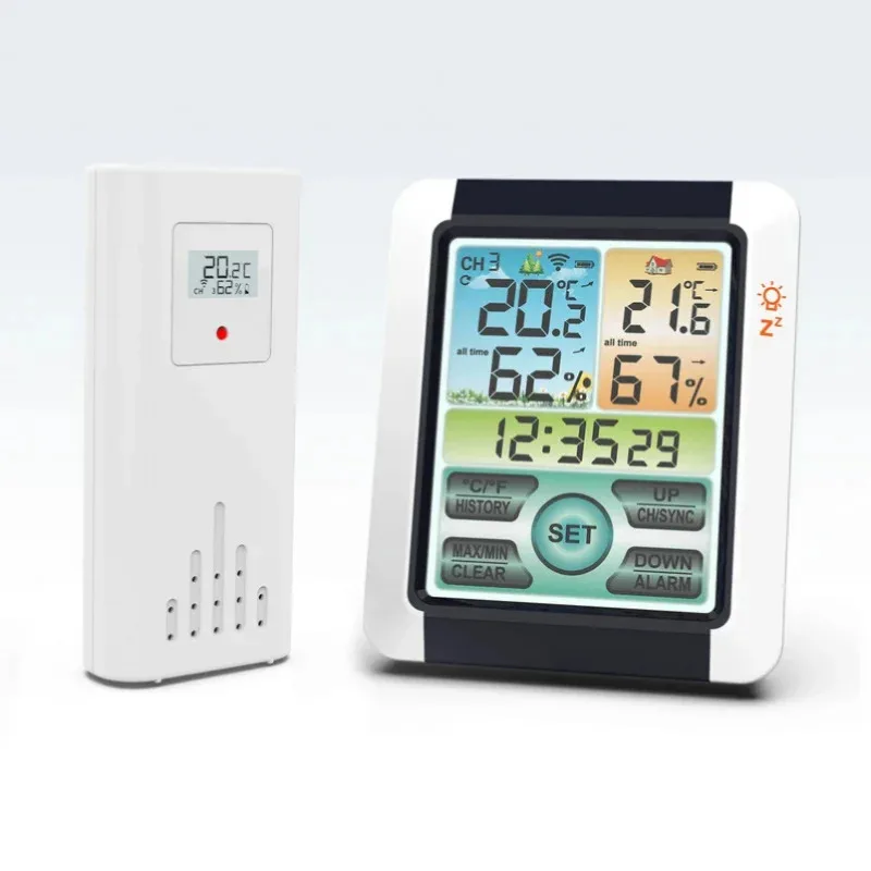 Digital Weather Station Clock Indoor Outdoor Weather Forecast Barometer Thermometer Hygrometer with Wireless Outdoor Sensor