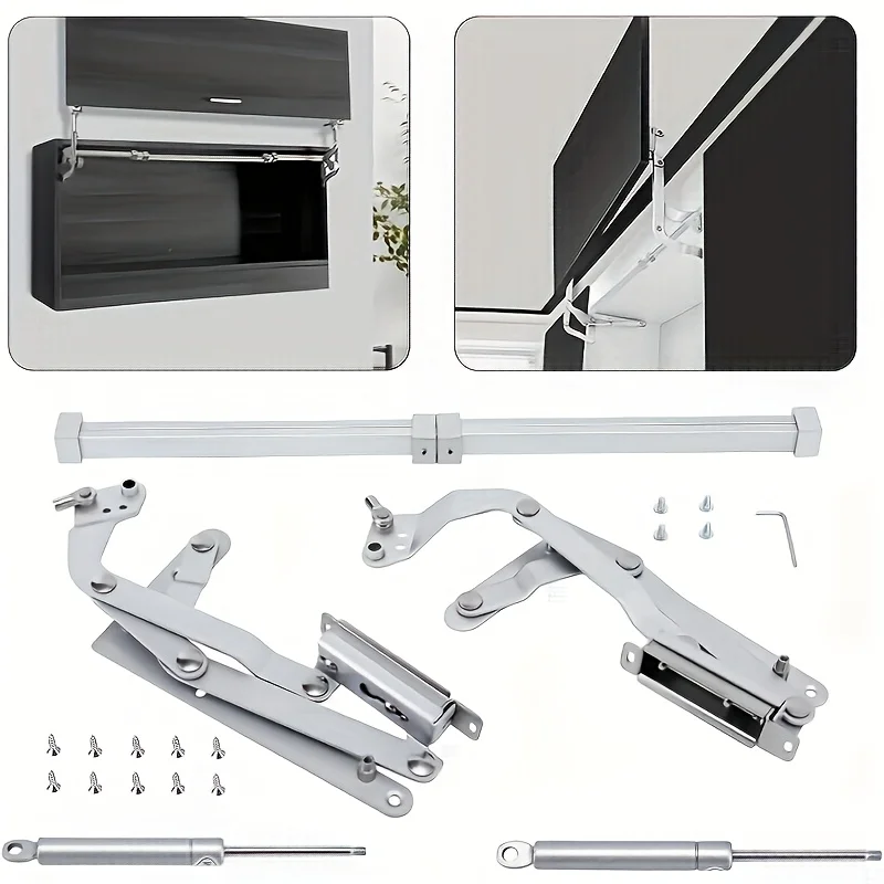 1 Set Folding Lift-Desk Bracket with Pneumatic Buffer - Slide Support Hinge for Cabinets (Fits Widths 24'-36')