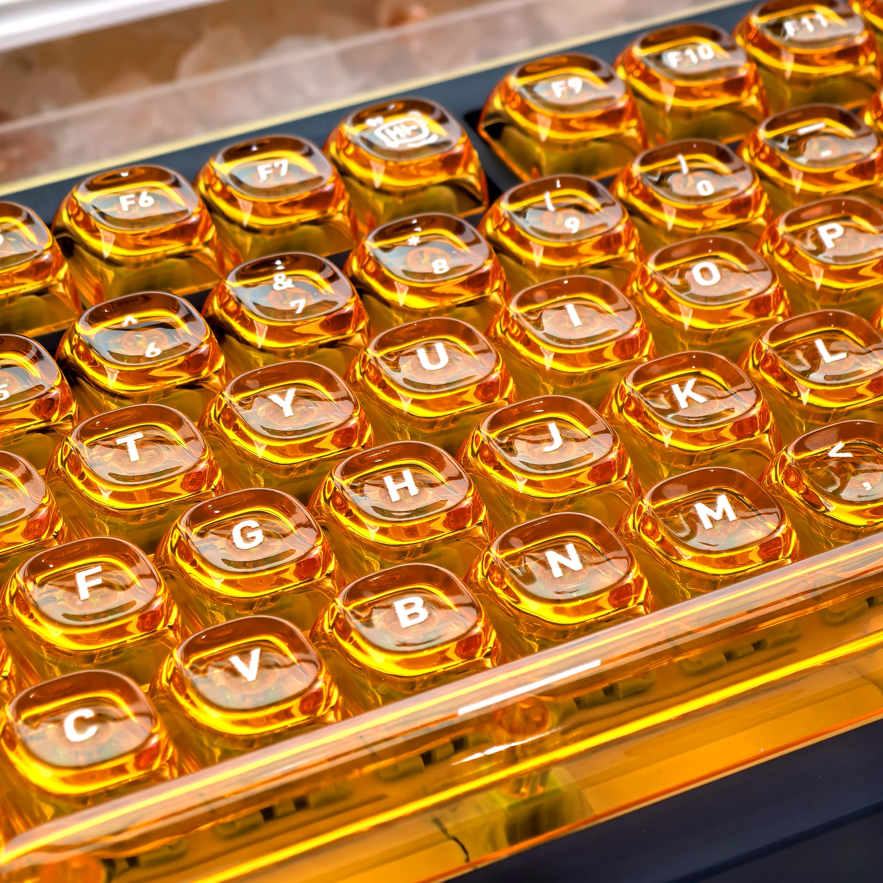 MAIMOOO Orange Crystal Keycaps Soft Candy Thick Ice Texture Backlit Transparent PC Silk Screen MOA Mechanical Keyboard Keycaps