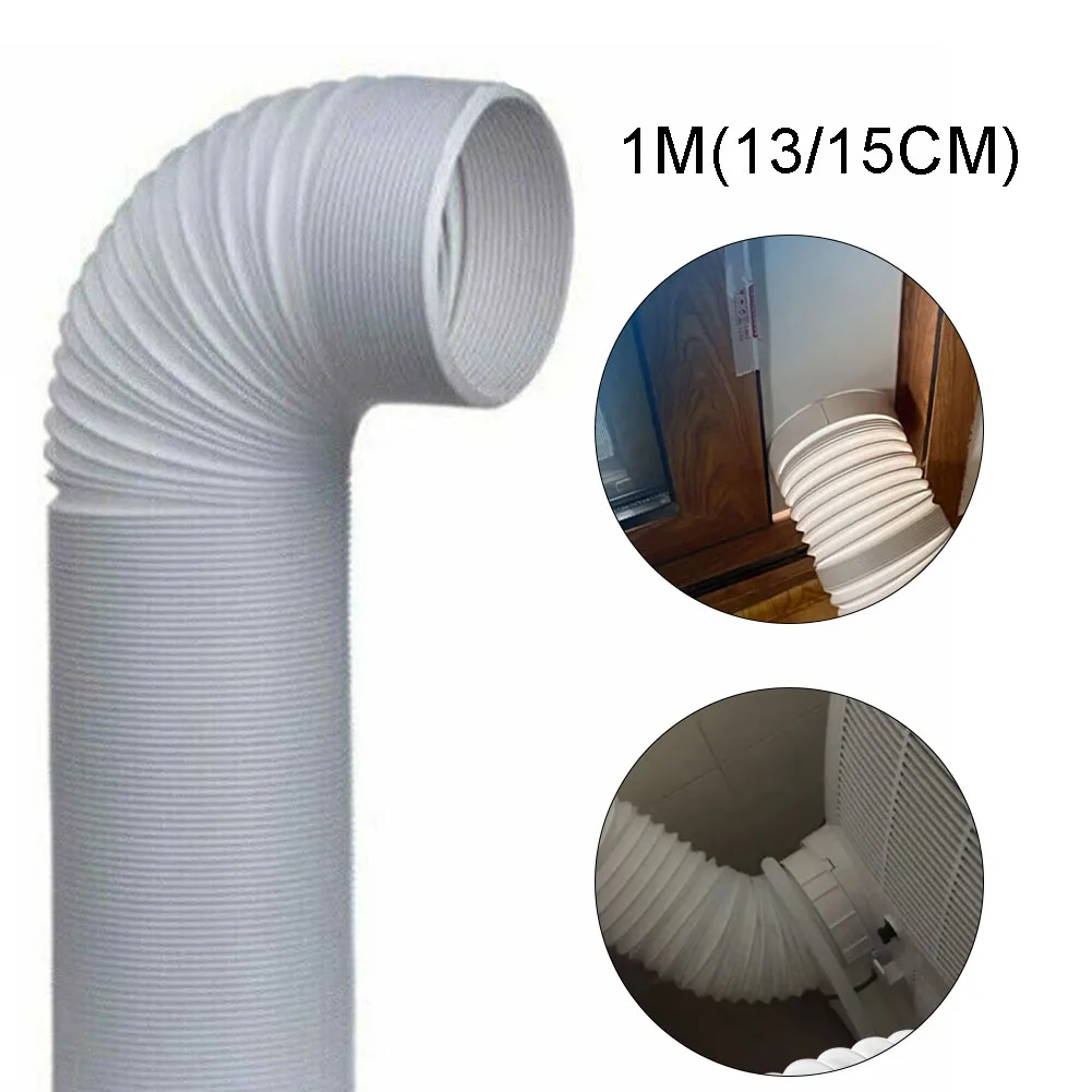 1Pc 130/150mm Extra Long AC Exhaust-Hose Extendable Air Conditioner Vent Duct Portable Unit Replacement Pipe White