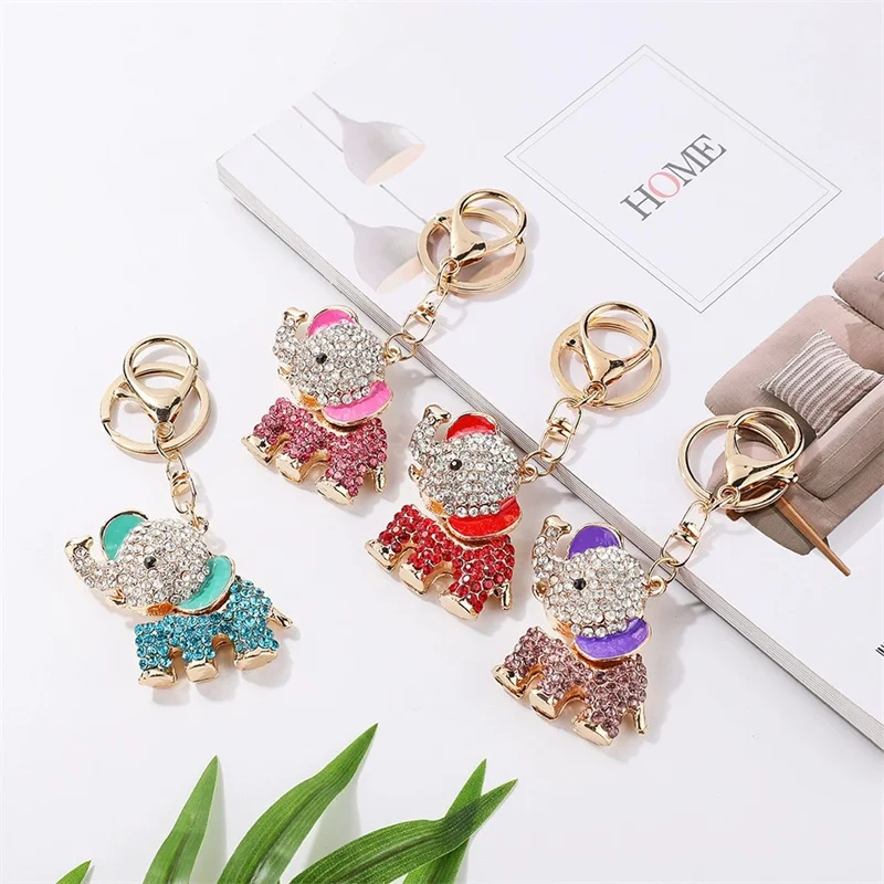 Fashion Crystal Elephant Car KeyChain Alloy Key Chain Ring Holder Animal Keyring Laveros Charm Women Bag Jewelry — zdjęcie 7
