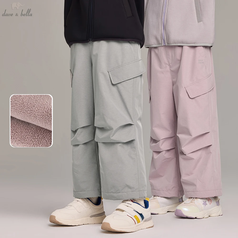 

Dave Bella, детские осенне-зимние бархатные штаны для мальчиков и девочек, утепленные брюки-карго с эластичной резинкой на талии, спортивные брюки для бега, предупреждающие брюки DK4254912