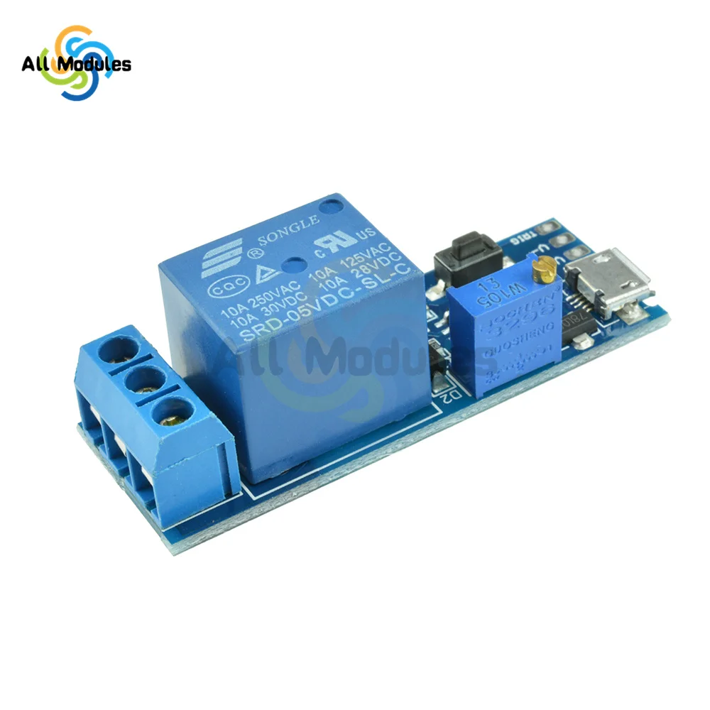 1 Channel 5V -30V Wilde Voltage 0-24s Adjustable Delay Internal/External Trigger Relay Board with Timer Delay Conduction Switch