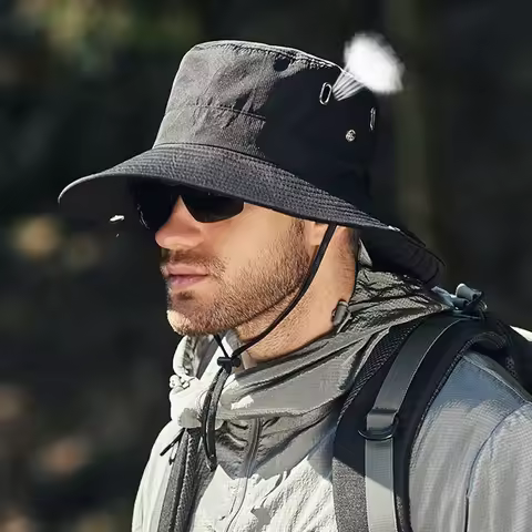 Men's UV Protection Sun Hat Wide Hat Neck Flap Breathable Outdoor Fishing Hiking Camping Safari Hat Summer Sun Protection Cap