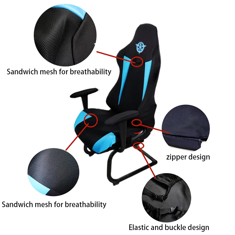 2024New Elastic Gaming Chair Cover Breathable Dustproof Chair Protector Soft Computer Seat Cover Armchair Slipcovers Home Office