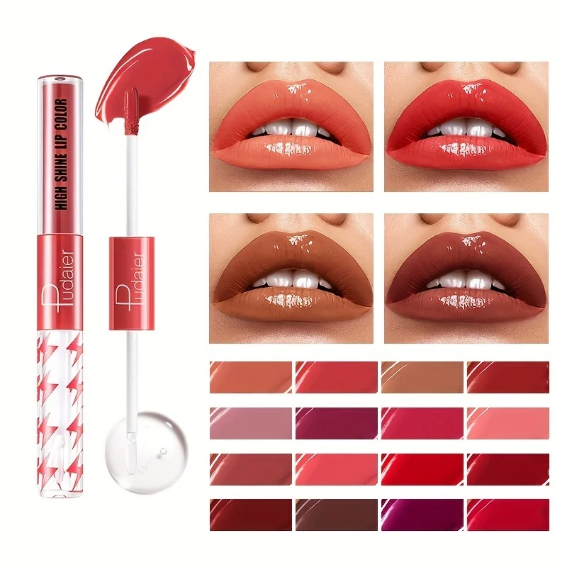 双頭の保湿リップグロス,ミラー効果,耐久性と防水性,カラーレンダリング,防汚,カップ