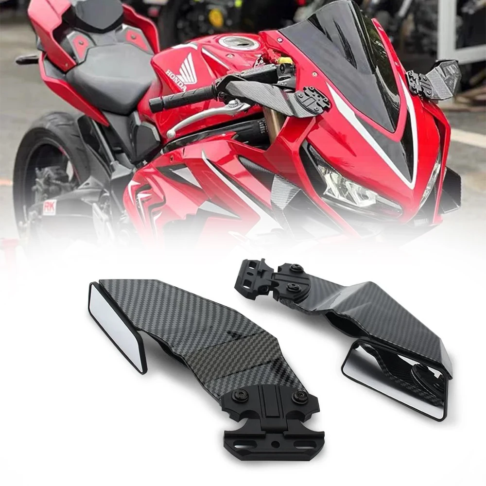 Für Kawasaki Ninja 250 300 400 ZX6R ZX636 ZX10R Universal Motorrad Einstellbare Seite Flügel Spoiler Verkleidung Mit Rückspiegel