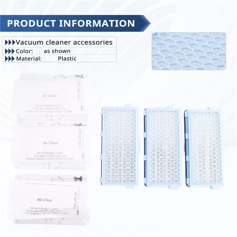 【NEW A39M】 3X HEPA Filters For Vacuum Cleaner Part Compact C1-C2 Complete C2- C3 S8340 +3 Air Clean Filters + 3 Motor Filt