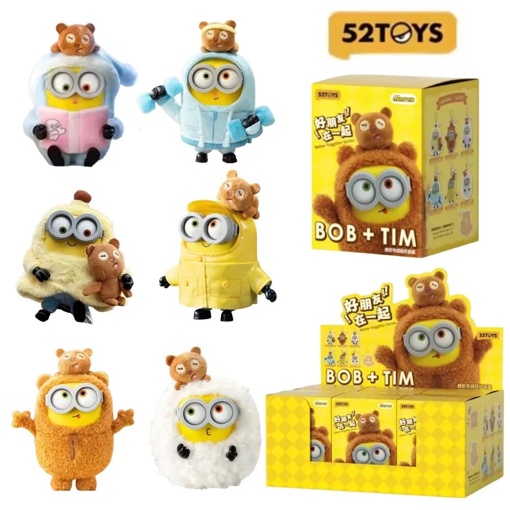 Hot New BOB&TIM Minions Better Together Series Anime Cute Cartoon Gifts Box Keychains Figure Model Trendy Toys Gifts