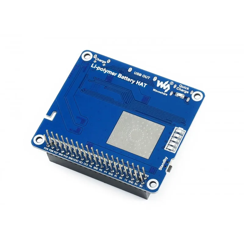 WaveshareLi-polymer Battery HAT, 5V Output, Quick Charge