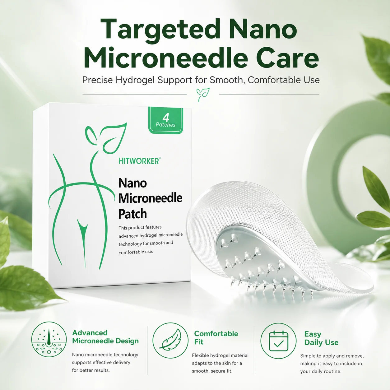 4Pcs Nano Microneedle Patch Hydrocolloid Body Care Patch for Comfortable Daily Use