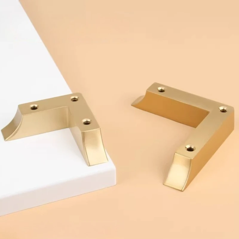 Pure Copper New Chinese L-shaped Sofa Chair Cabinet Copper Foot Pad Nordic Light Luxury 7-shaped Right Angle Brass Accessories