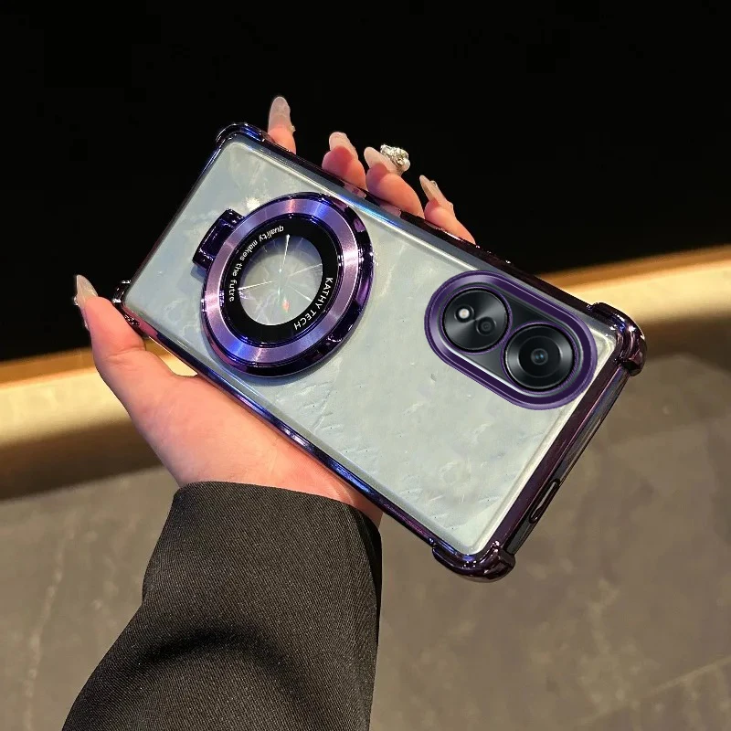 

For oppo A16 Case Luxury Plating Stand Shockproof Clear Case For OPPO Reno13F 12F 11F 13 A17 A58 A57 A78 10Pro 13Pro 12Pro Cover