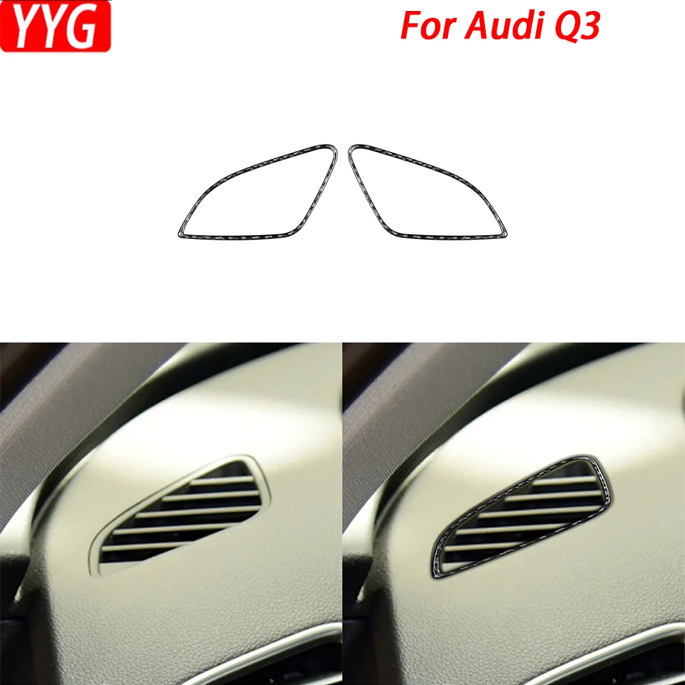 Dashboard Sides Defogging Air Vent Outlet Frame For Audi Q3 2015—2018 Car Accessories Carbon Fiebr Cover Trim Modified Sticker