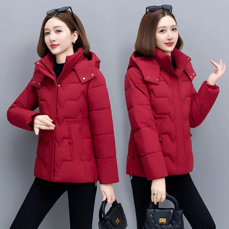 Winter Coat Women\'s SShort Cotton-padded Clothes Fashion Western Style Down Cotton-padded Jacket Mother Warm Casual Coat Tide.