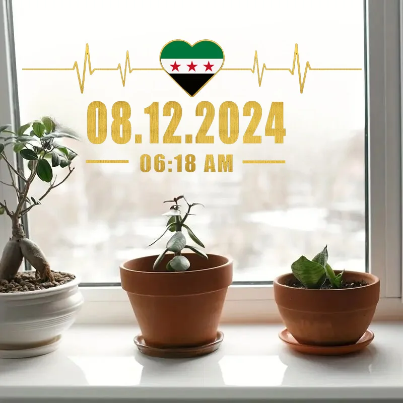 1pc  Heartbeat Sticker with Syria Flag and Date 06:18, Perfect for Home Wall Decor, Aesthetic Room Decoration, Easy to Beautify