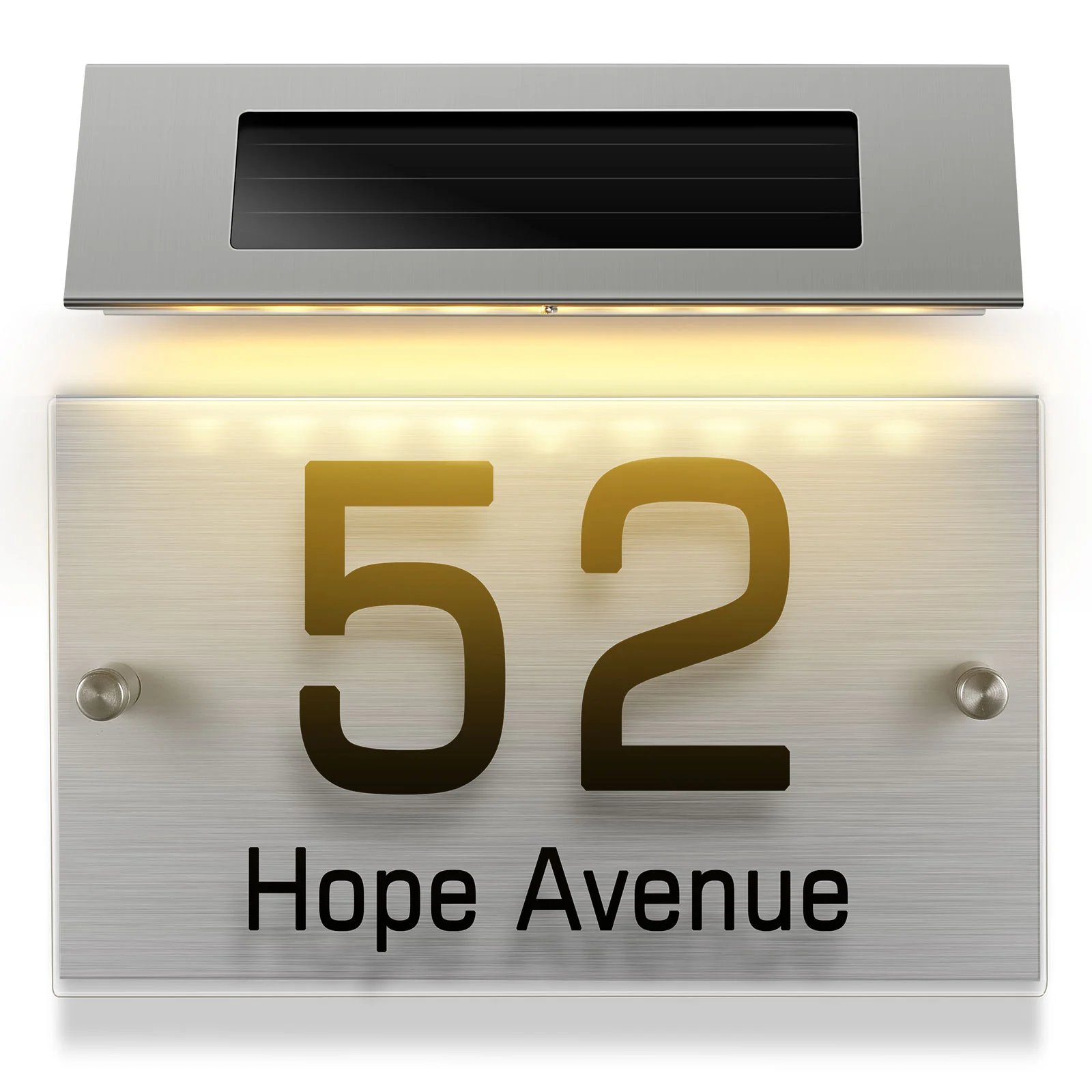 

House Number Address Light Solar LED Lighting Tool Doorplate Lamp Sign Shine Wall Stainless Steel for outside