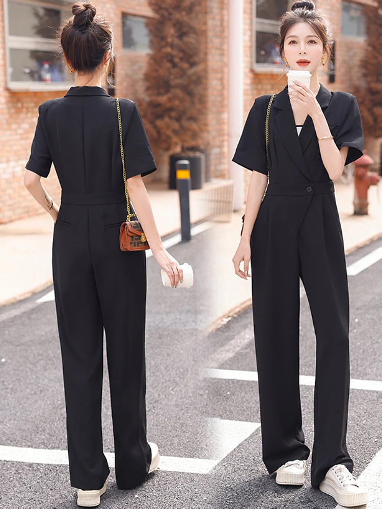 

Ele Drapey Suit Pantsuit Women's High-End Summer New Wide Leg Long Pants Slimming Faionable One-Piece Pantsuit