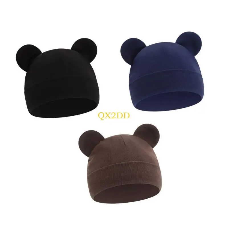 QX2d 3pcs الكروشيه قبعة دافئة متبكلة للوديدين الولادة الرضعية قبعة الأذن لطيف