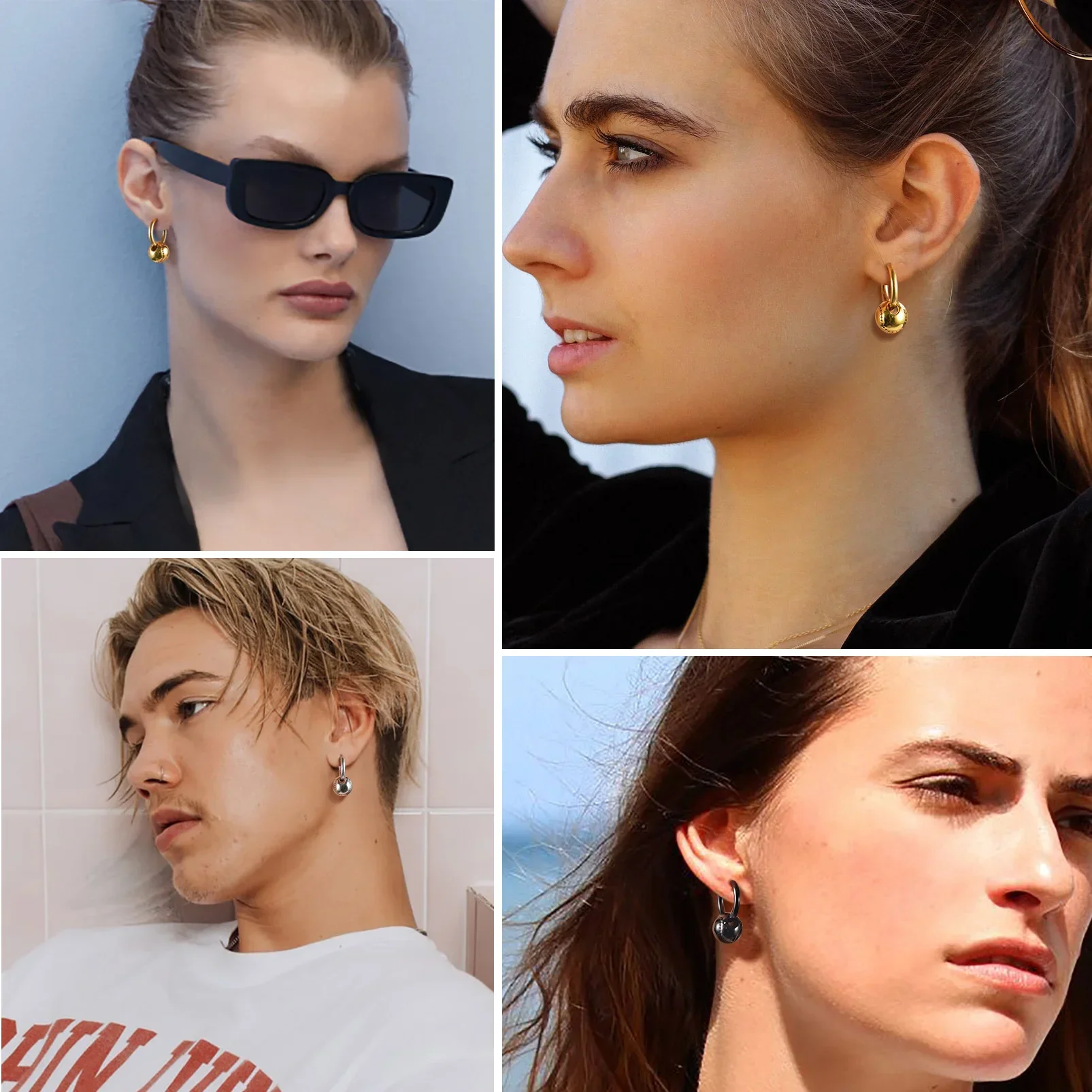 U7 ثلاثية الأبعاد كرات رياضية أقراط للرجل المرأة الفولاذ المقاوم للصدأ كرة القدم كرة القدم البيسبول الرجبي الكرة الطائرة مجوهرات هدية لمحبي الرياضة