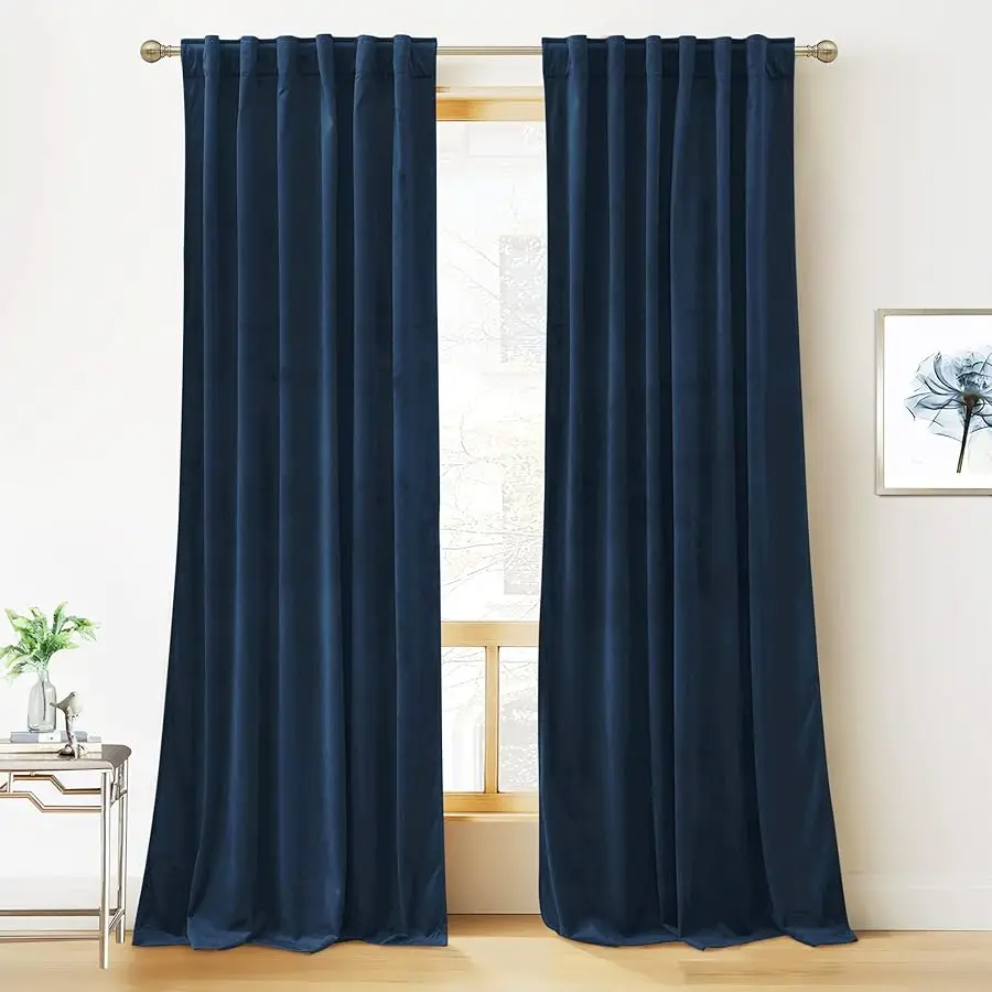

Blue el et Curtains 84 inches - Blackout Curtains for Li ing Room, Thermal Insulated Noise Reducing Panels Soft Luxury Window D