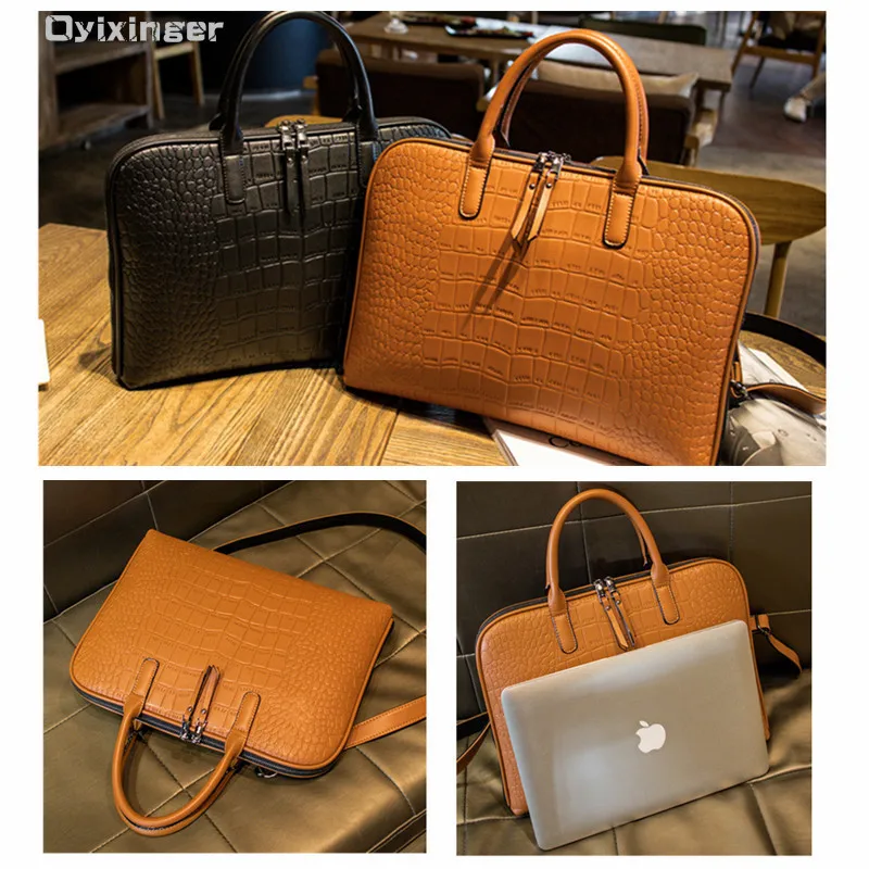 2024 Business Damen Aktentasche Leder Handtasche Damen Tragetaschen 15,6 14 Zoll Laptop tasche Schulter Büro taschen für weibliche Aktentaschen