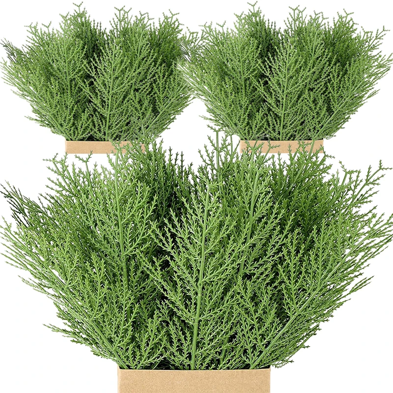 Artificial Pine Tree Branches DIY Garland Wreath Fake Plant Leaves Faux Cedar Spray Cedar Twig Stems Christmas Gifts Decorations