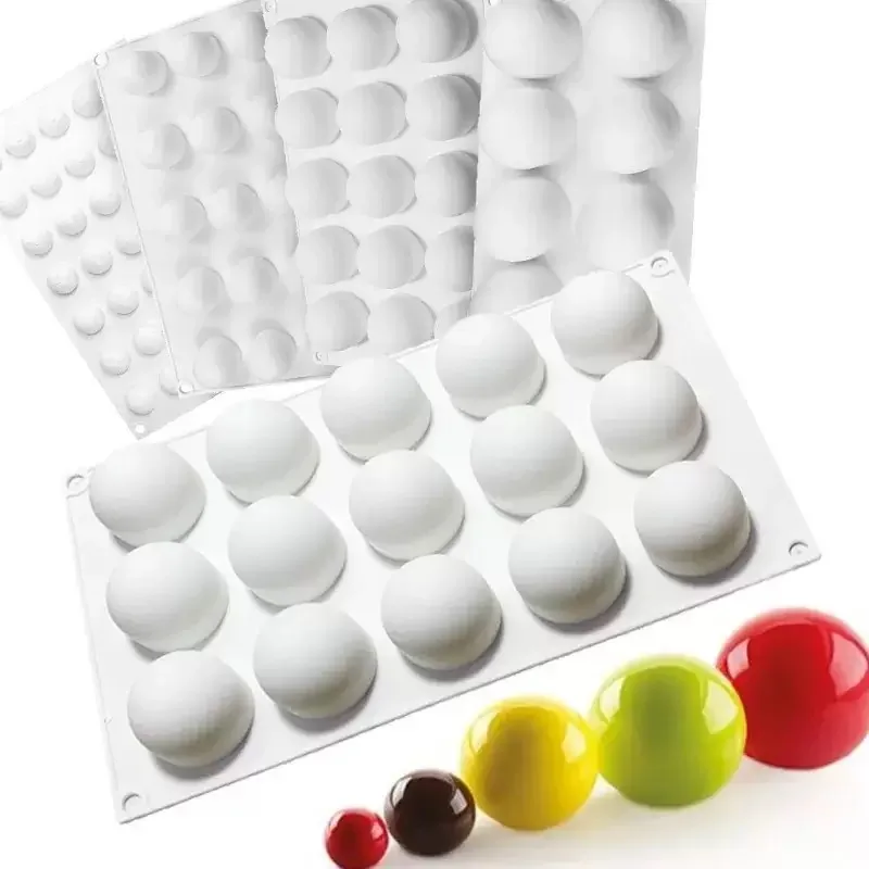Molde de silicona para bombas de chocolate, moldes de silicona para pasteles en forma de bola, bandeja para hornear trufas y dulces en forma de media esfera 3D, molde para hacer albóndigas, 1 pieza